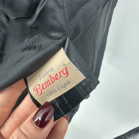 Cinzia Rocca Womens Wool Angora Dress Coat Size S Black Satin Pockets Coquette - Picture 7 of 16